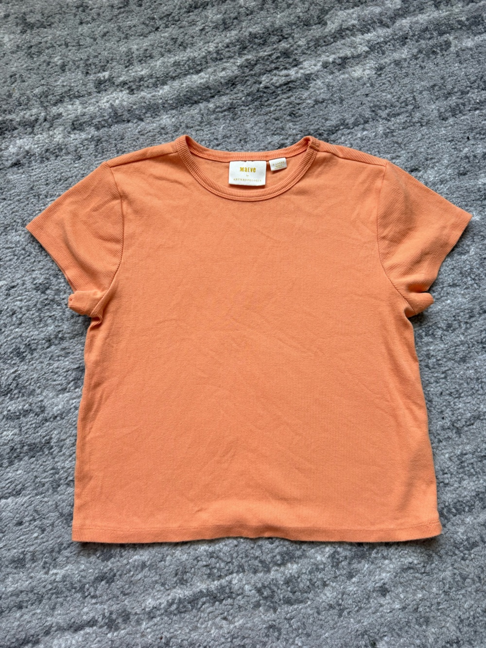 Maeve Anthropologie Ribbed Baby Tee Rust Orange Size